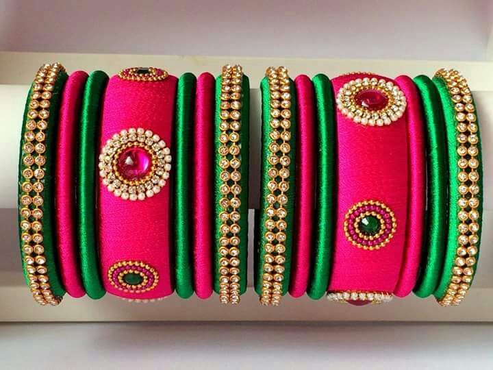 Simple silk 2025 thread bangles designs