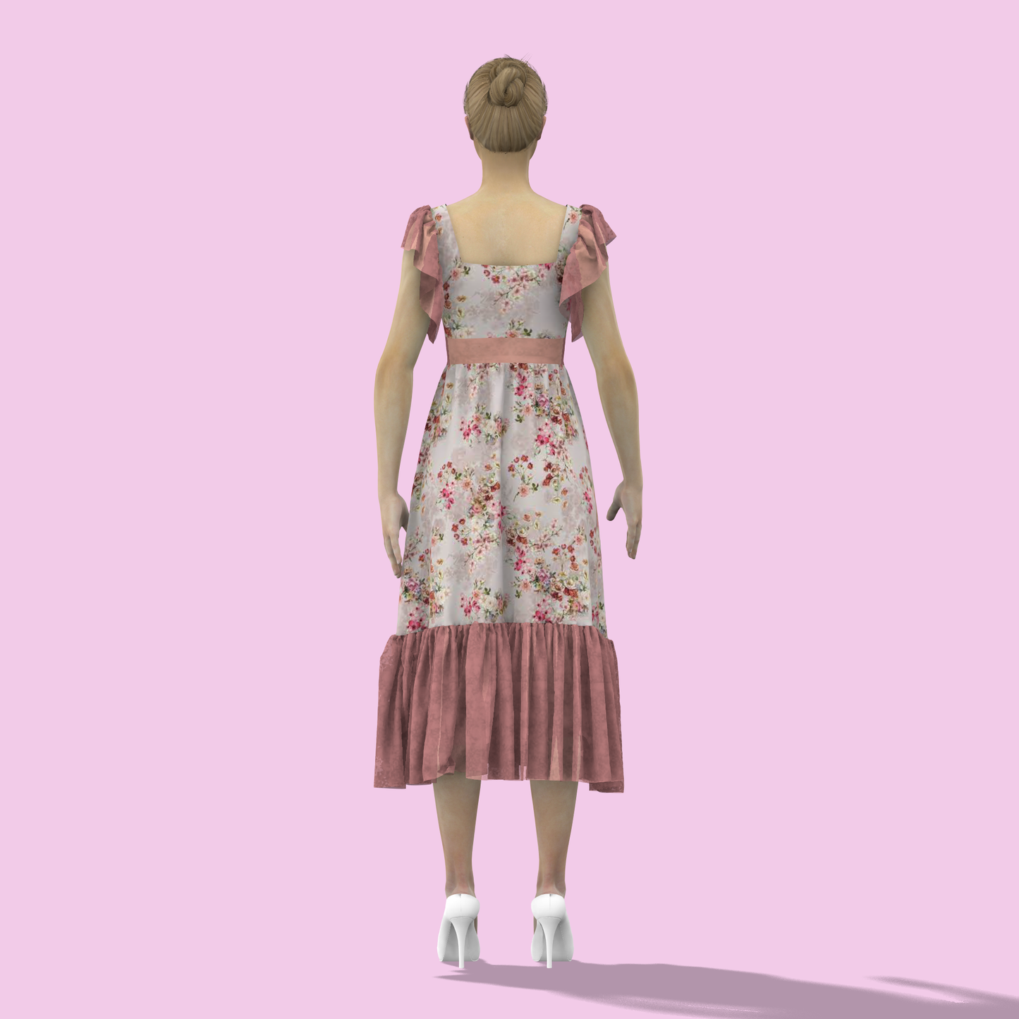 Sleek Silhoutte Customised A-Line Ruffle Dress - CDSS057 (Stitching Service)