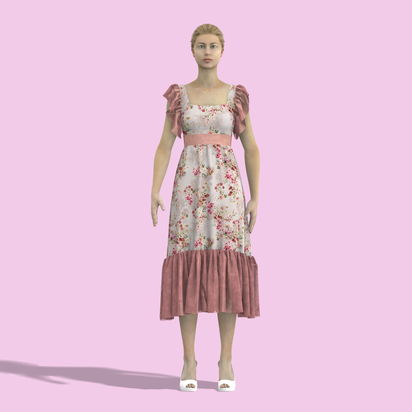 Sleek Silhoutte Customised A-Line Ruffle Dress - CDSS057 (Stitching Service)