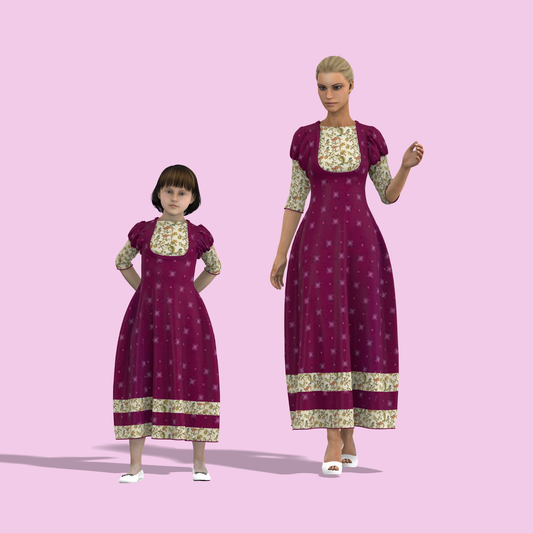 Folklore Fashion Mom-Daughter Combo Dress - MDC006 (Stitching Service)