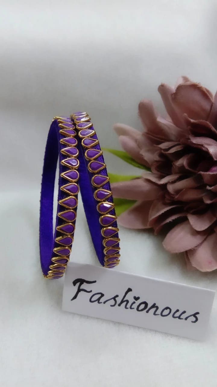 Glowing Grapevine: Kundhan Silkthread Bangle - BNG014