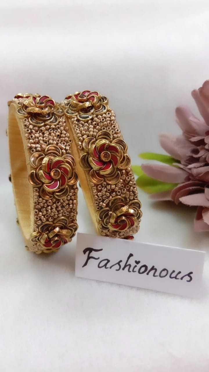 Golden Garden Glimmer: Floral Kundan Kada - BNG031