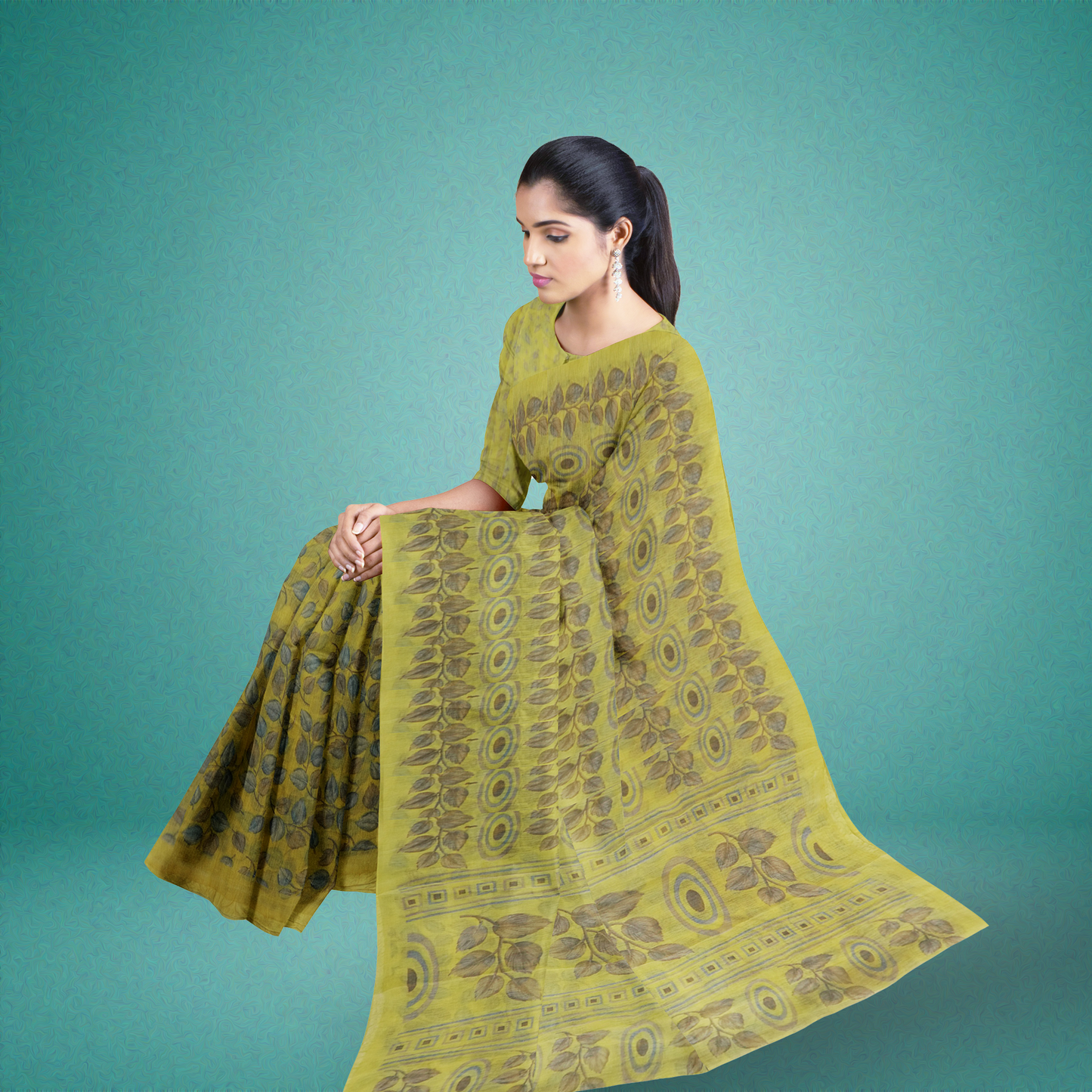 Leafy Whispers Chiffon Saree - MFC008