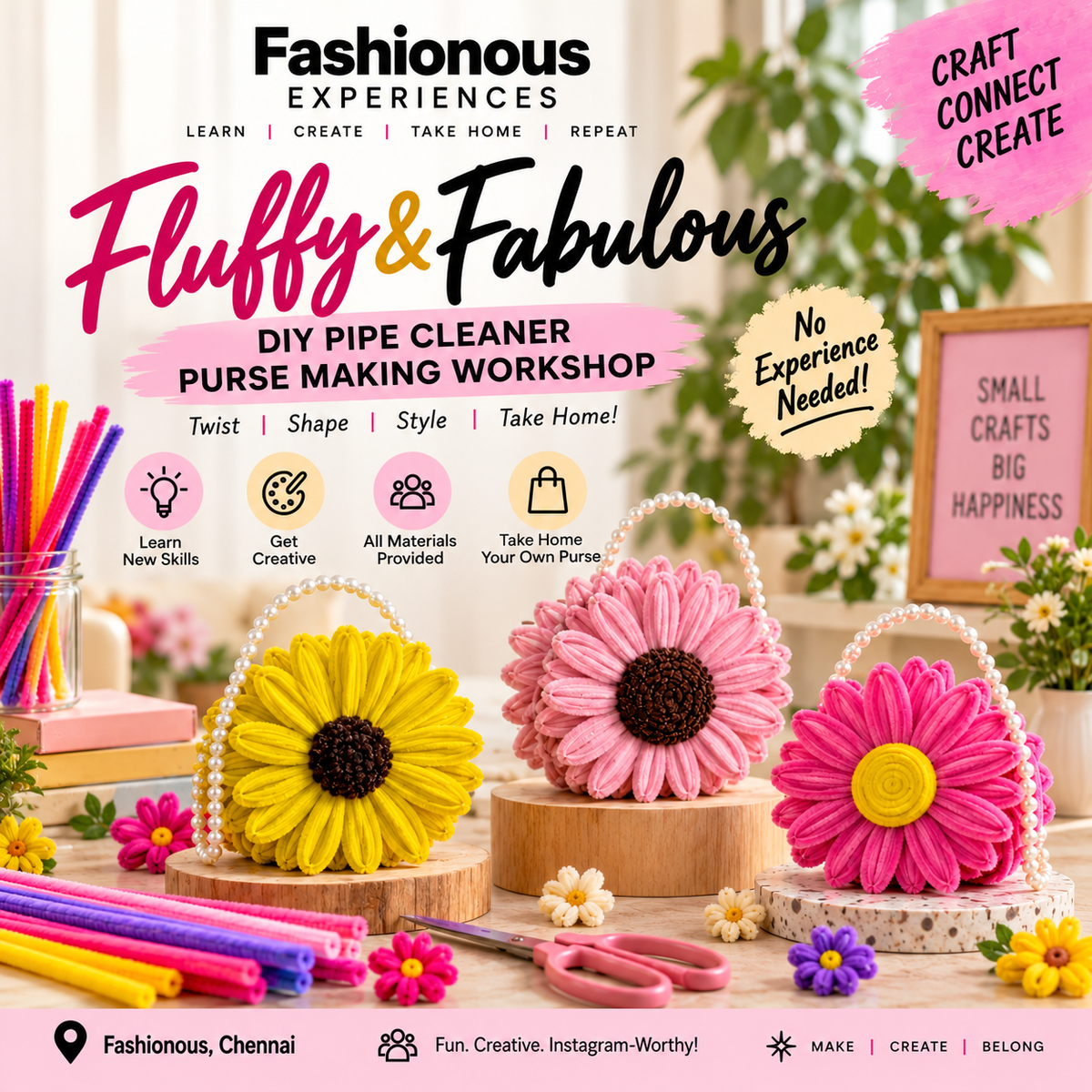 Fluffy & Fabulous: DIY Pipe Cleaner Sunflower Purse Making Workshop 👜