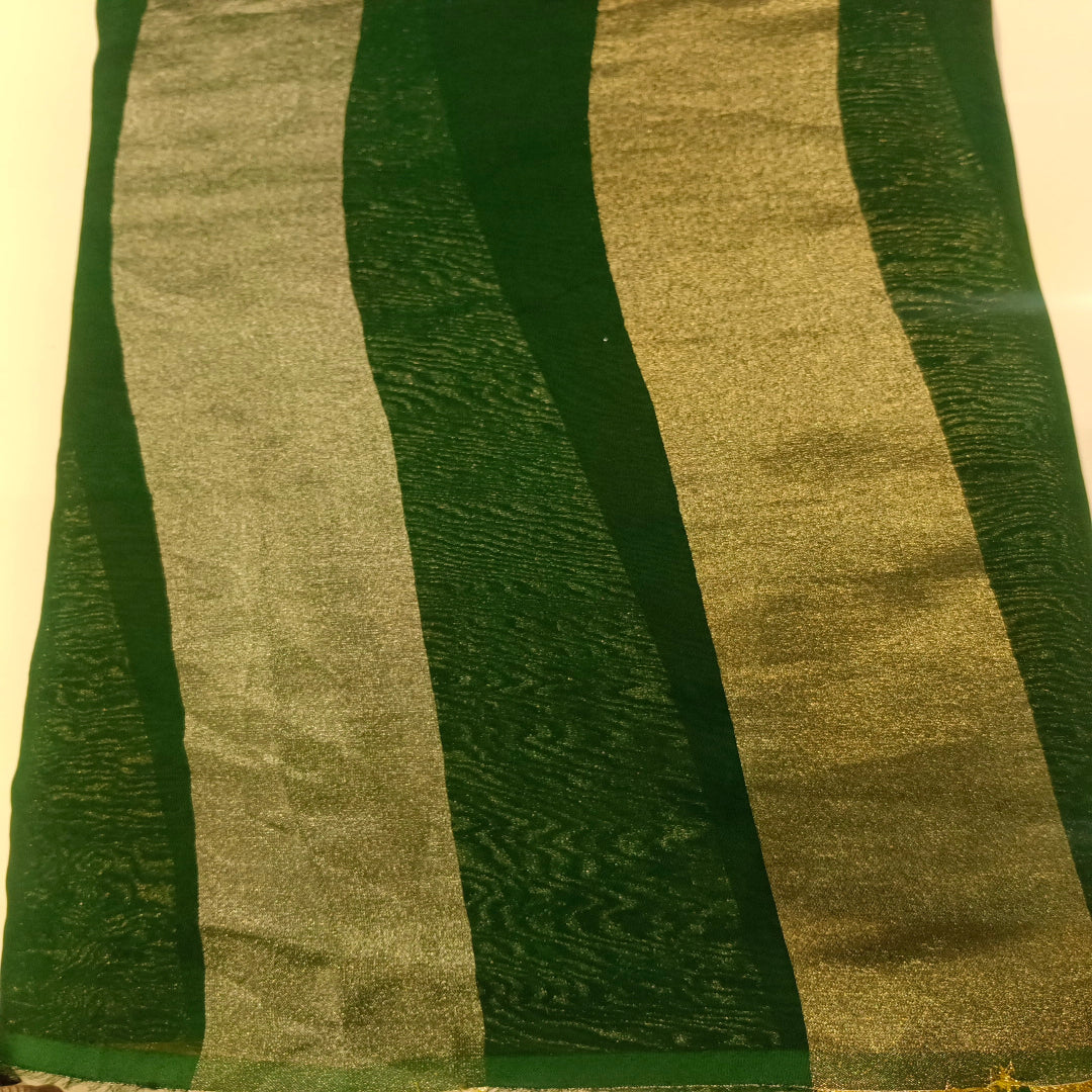 Green Organza Patta Fabric