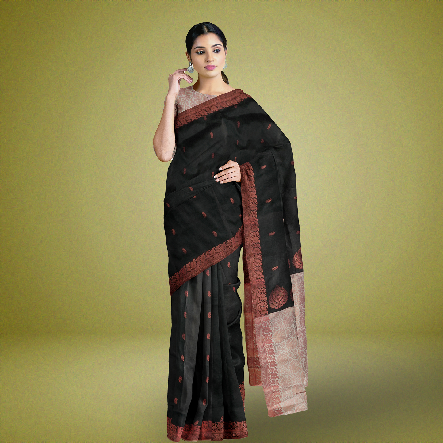 Midnight Marvel Silk Cotton Saree - MFC003