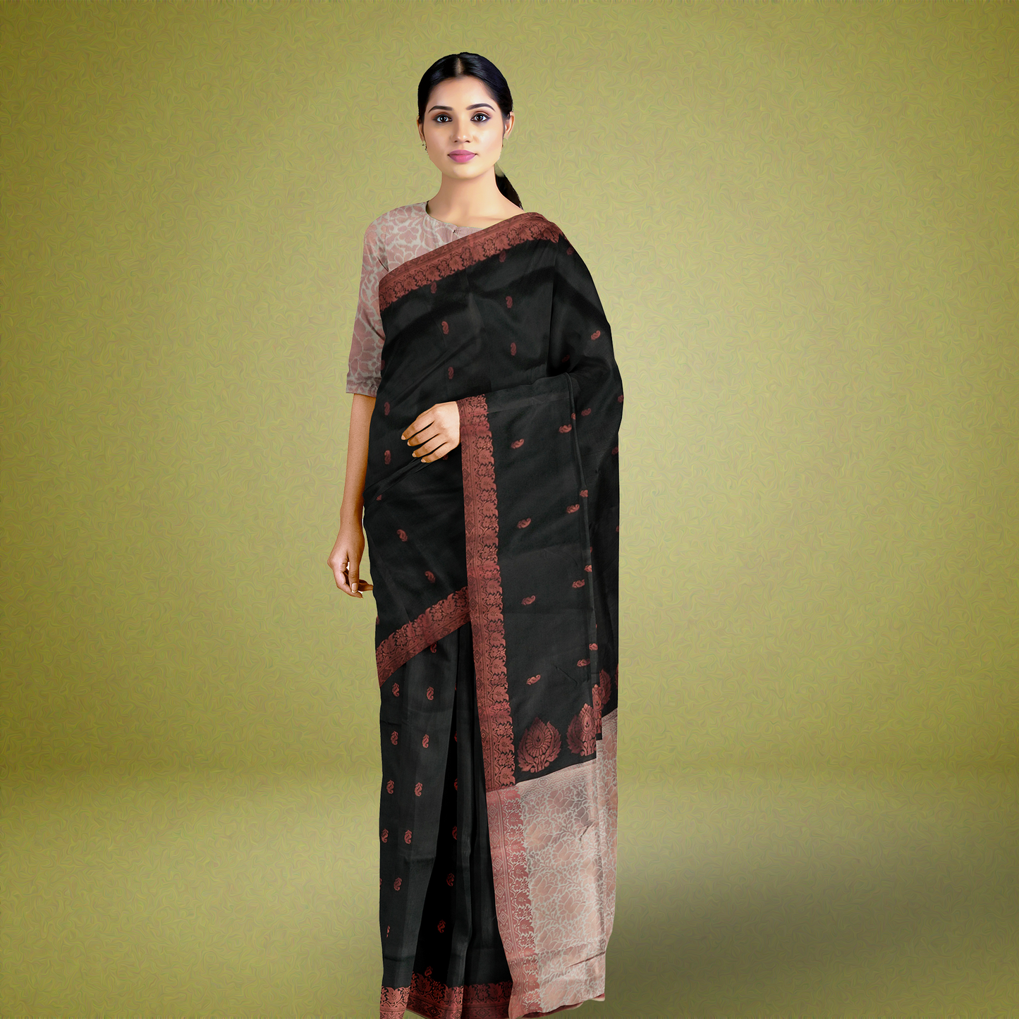 Midnight Marvel Silk Cotton Saree - MFC003