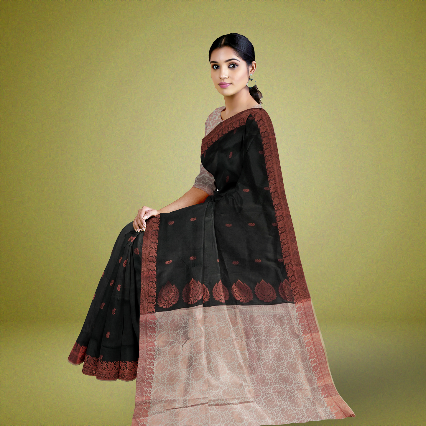 Midnight Marvel Silk Cotton Saree - MFC003