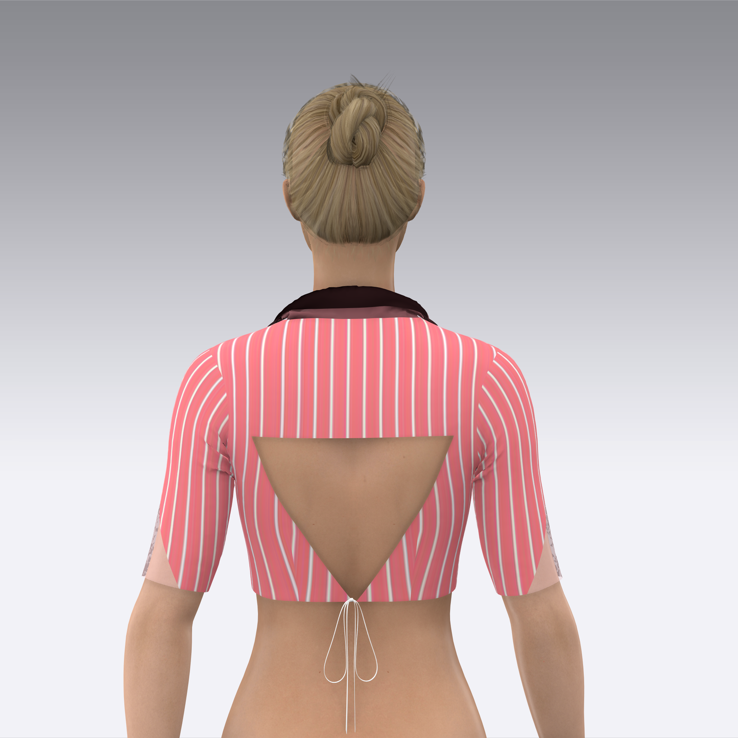 Modern Pinstripe Open Back Blouse-CBL070(Stitching Service)