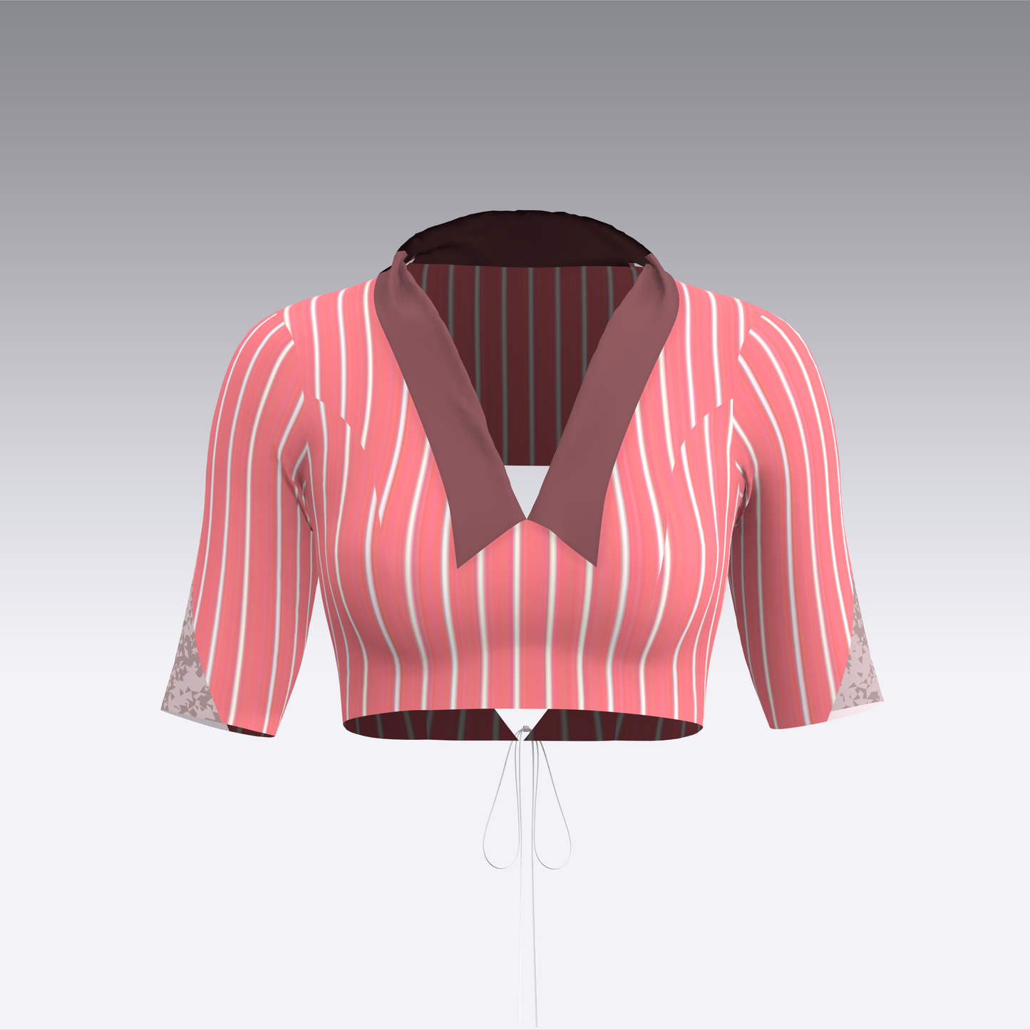 Modern Pinstripe Open Back Blouse-CBL070(Stitching Service)