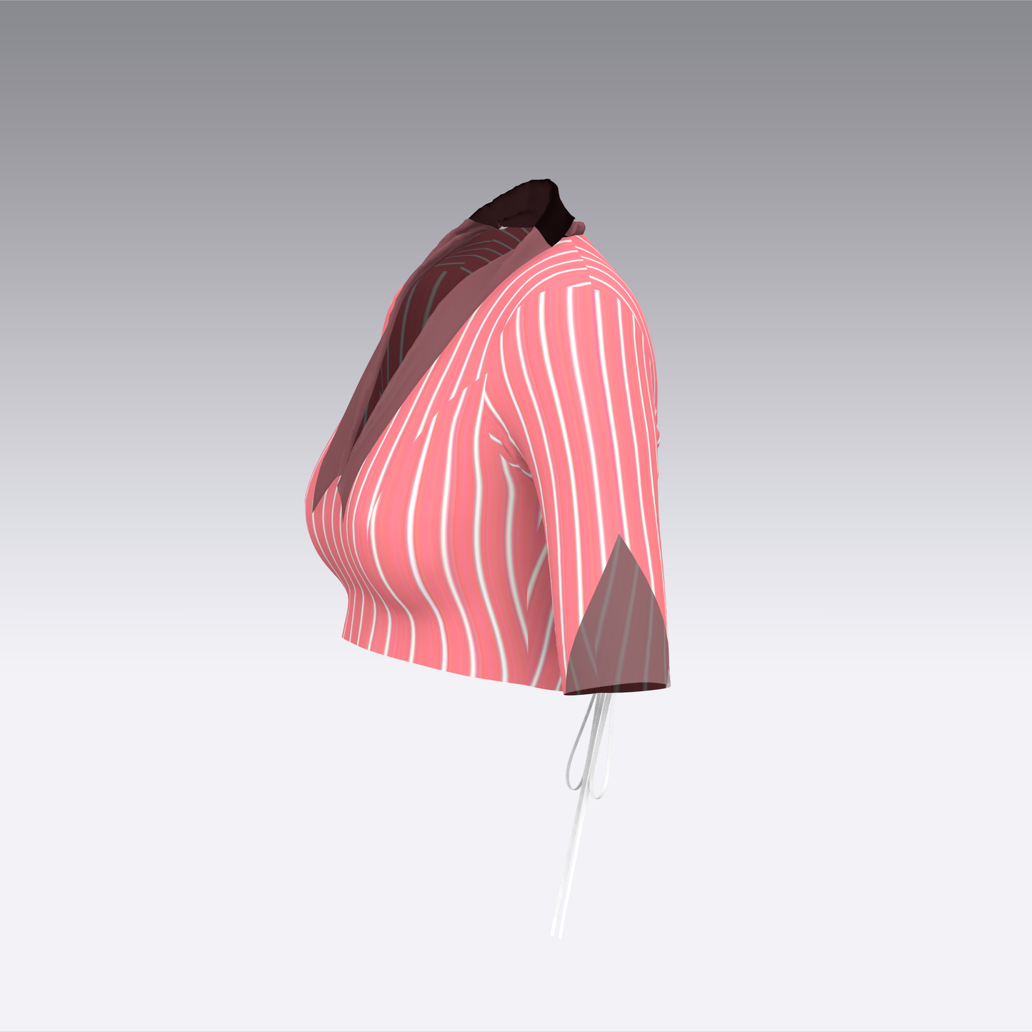 Modern Pinstripe Open Back Blouse-CBL070(Stitching Service)