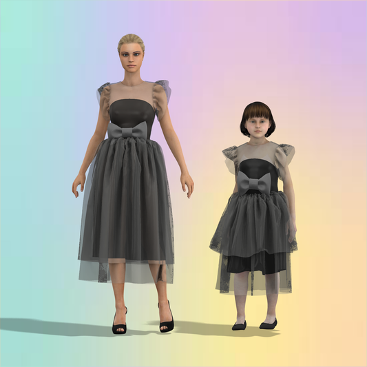 Style Squad Netted Mom-Daughter Combo Dress - MDC012 ( Stitching Service)