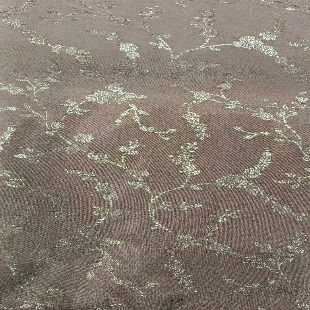 Onion Pink Banarasi Silk Fabric