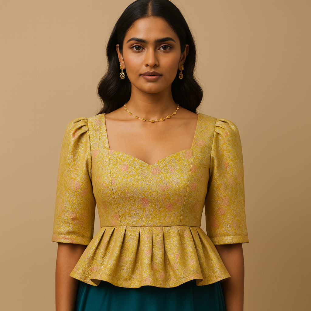 Aurelia Peplum Elegance - Brocade Top