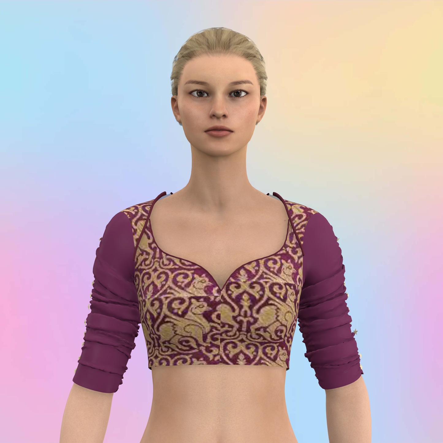 Petal Cascade Designer Blouse-CBL065 (Stitching Service)