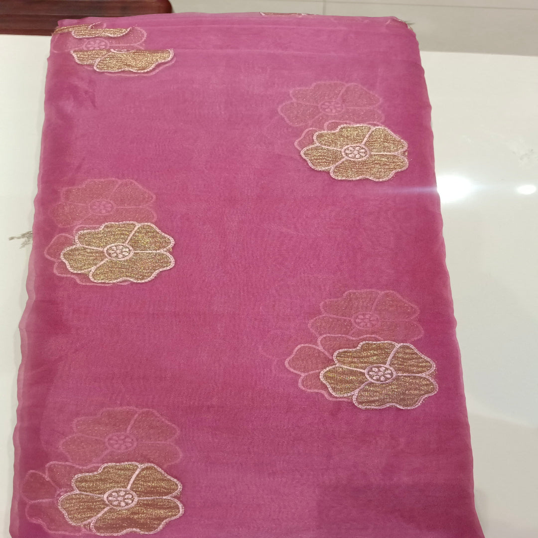 Pink Organza Without Border Fabric