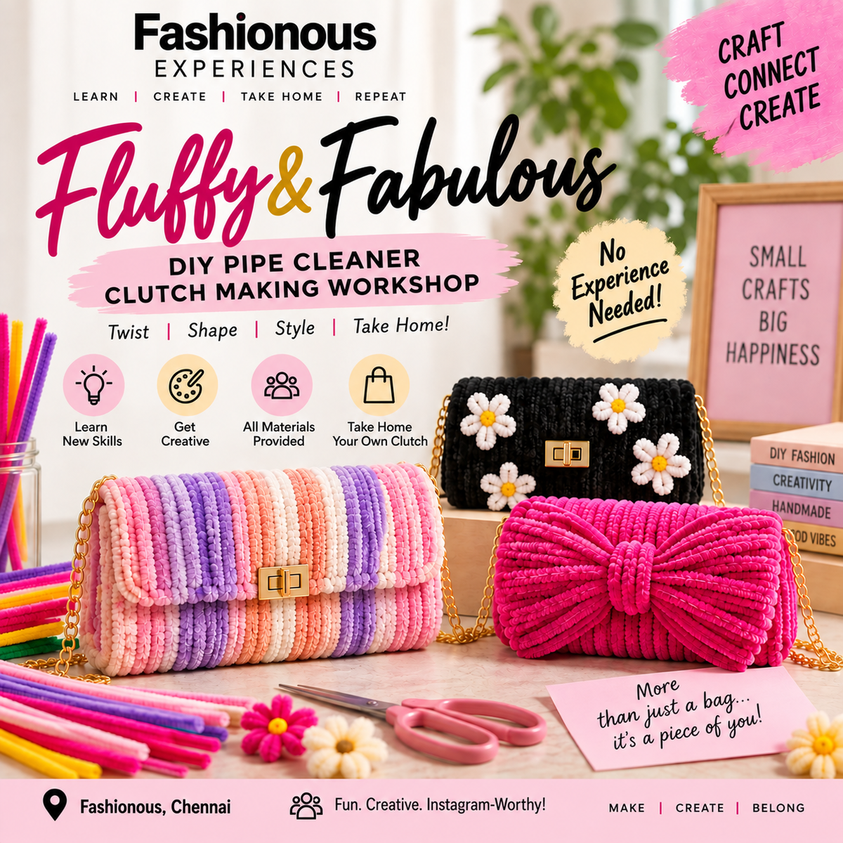 Fluffy & Fabulous: DIY Pipe Cleaner Clutch Making Workshop 👜