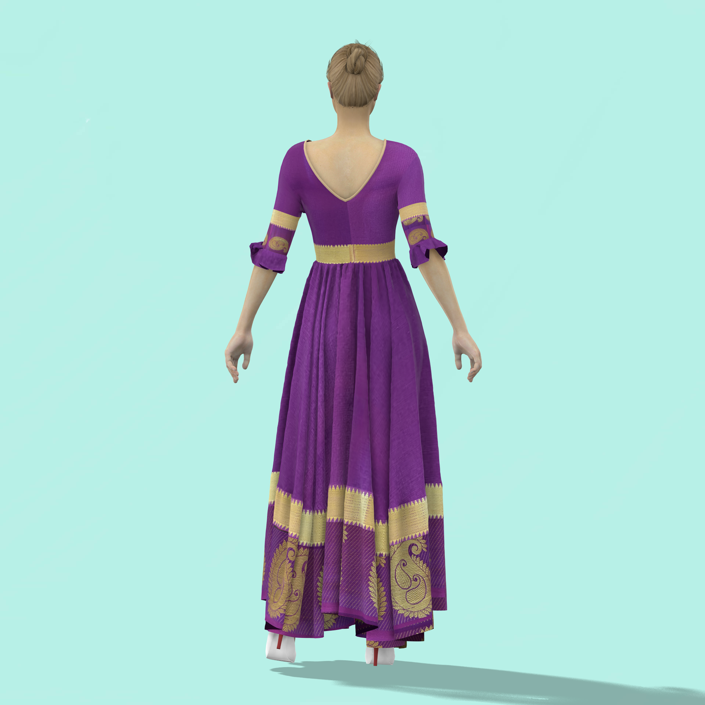 Pleated Perfection Customised Circular Dress - CDSS054 (Sitching Service)