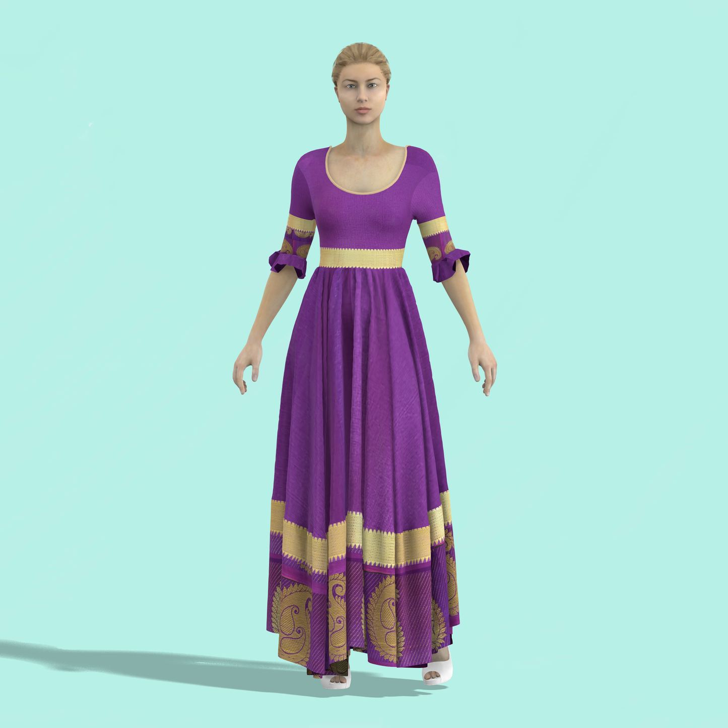 Pleated Perfection Customised Circular Dress - CDSS054 (Sitching Service)