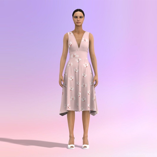 Dreamy Deep V-Neck Customized Dress - CDSS019 (Stitching Service)