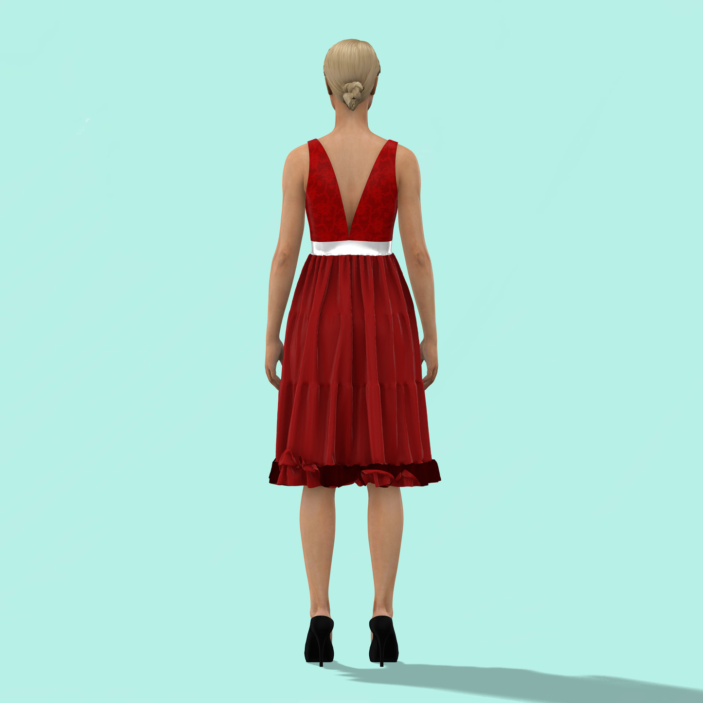 Pretty In Pleats Plunge Neck Customized Dress - CDSS024 (Stitching Service)