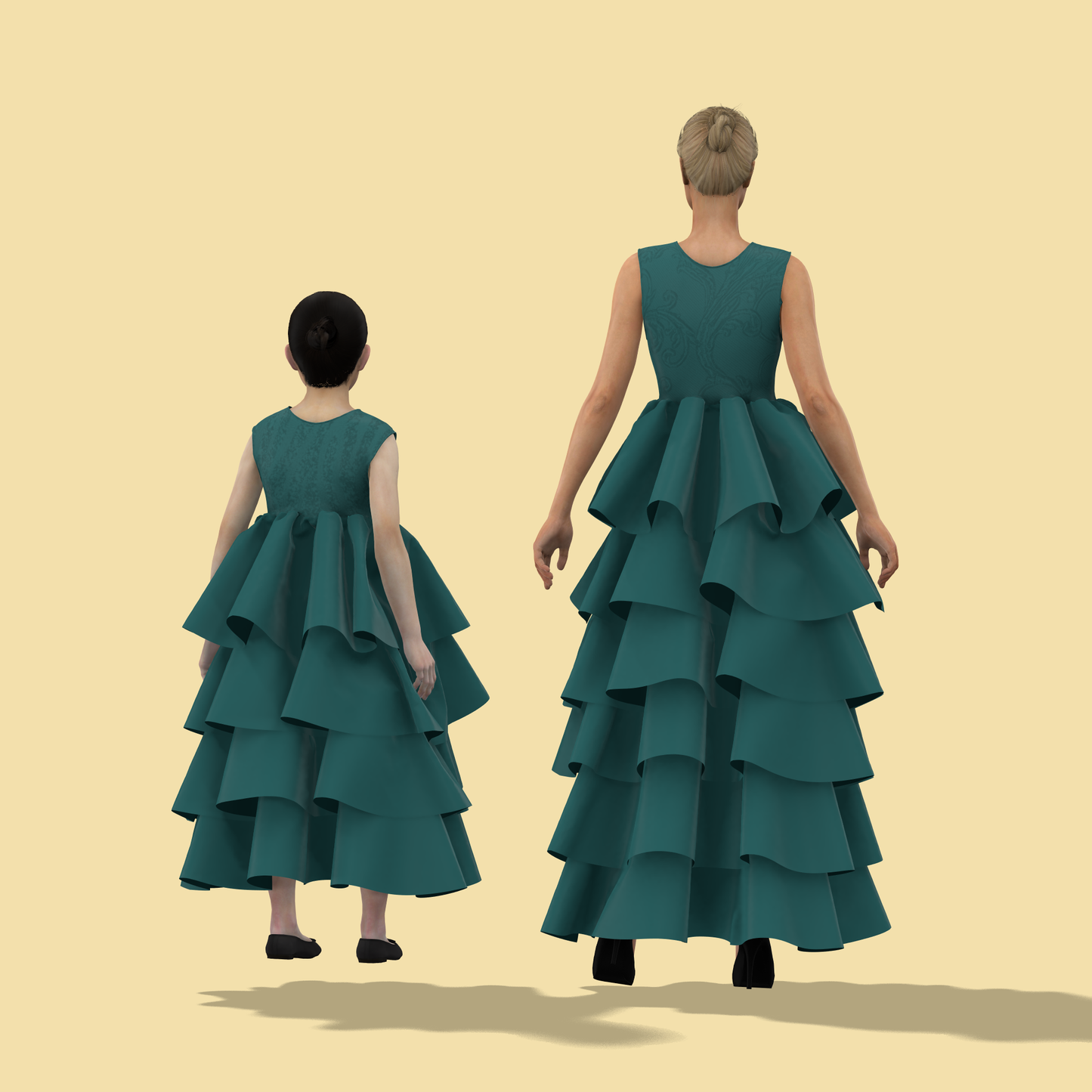Charming Twosome Layered Mom-Daughter Combo Dress - MDC014 (Stitching Service)