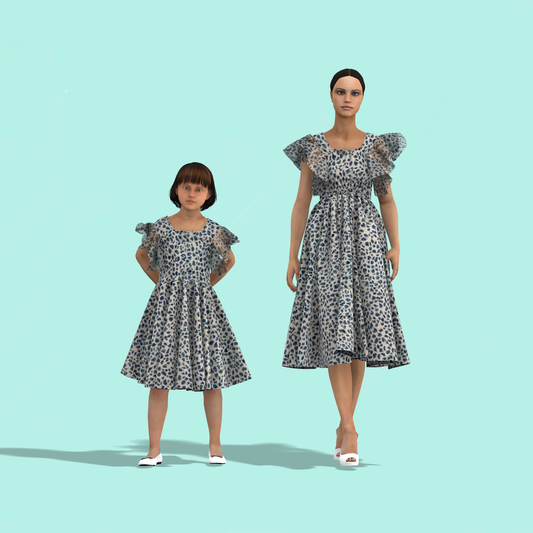 Spiral Fashionable Connection Mom-Daughter Combo Dress - MDC003 (Stitching Service)