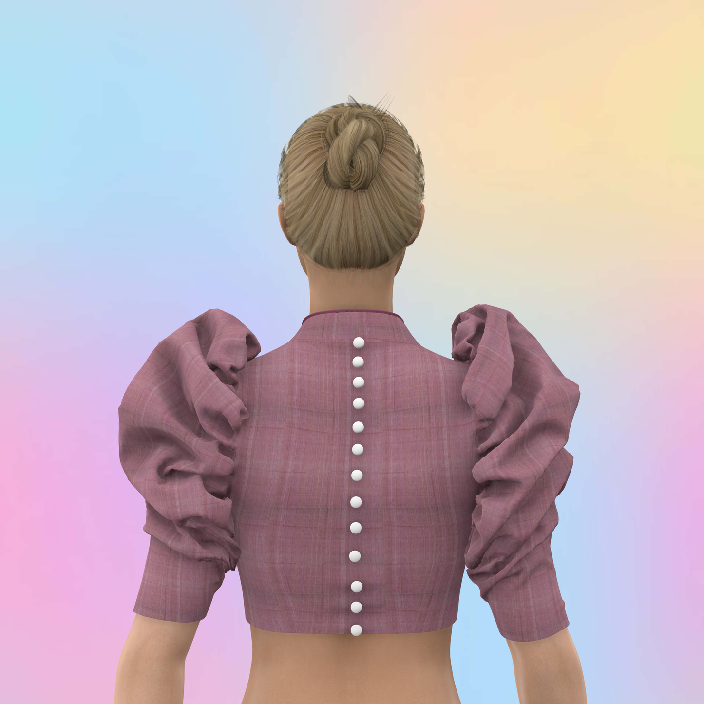 Sculpted Sleeves With High Neck Blouse-CBL069(Stitching Service)