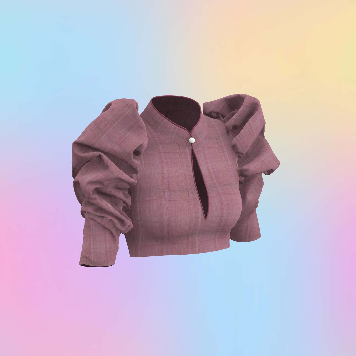 Sculpted Sleeves With High Neck Blouse-CBL069(Stitching Service)