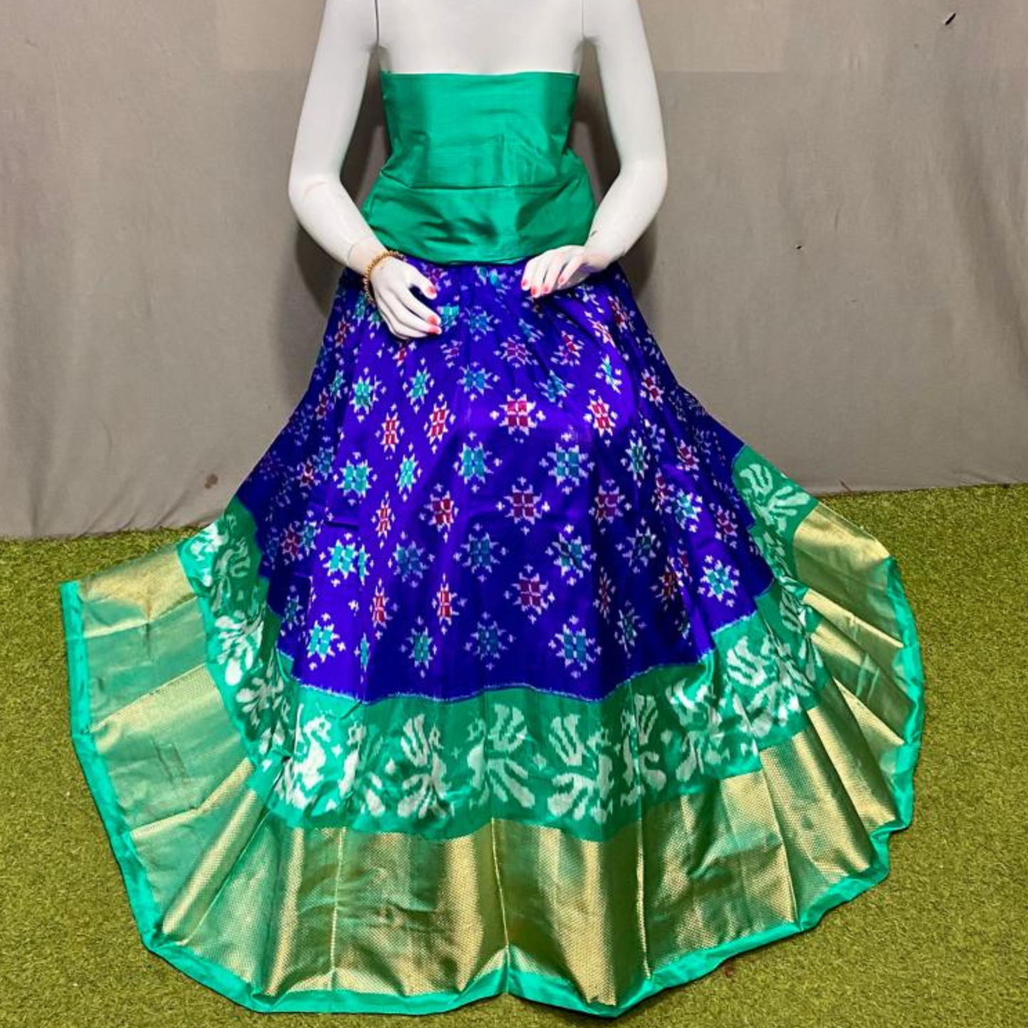 Artistry in Ikkat - Unstitched Silk Lehenga Choli - SIL004