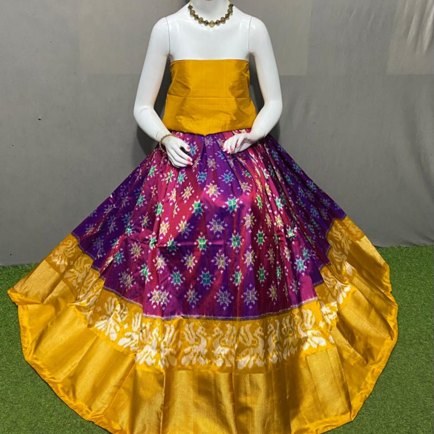 Artistry in Ikkat - Unstitched Silk Lehenga Choli - SIL004