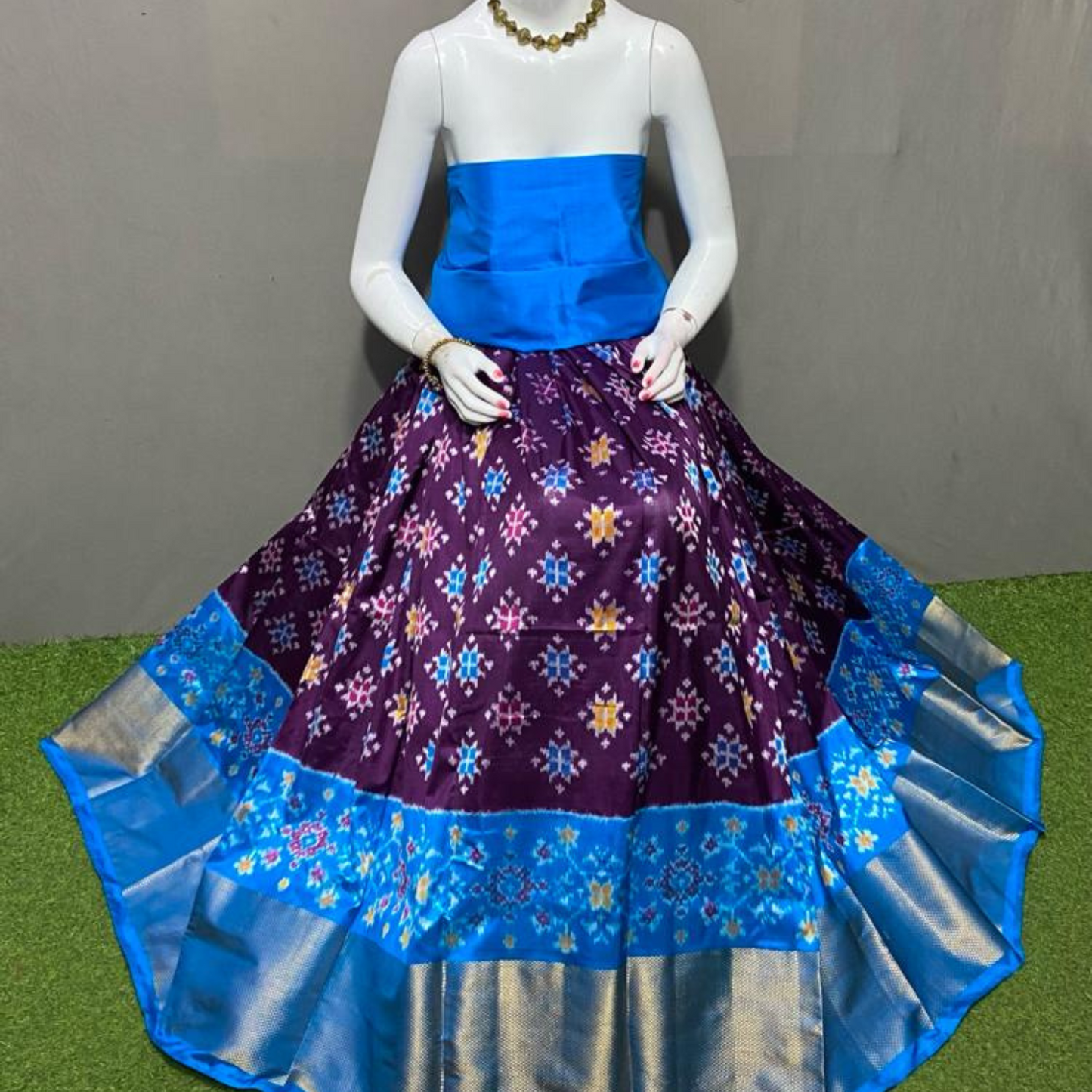 Artistry in Ikkat - Unstitched Silk Lehenga Choli - SIL004