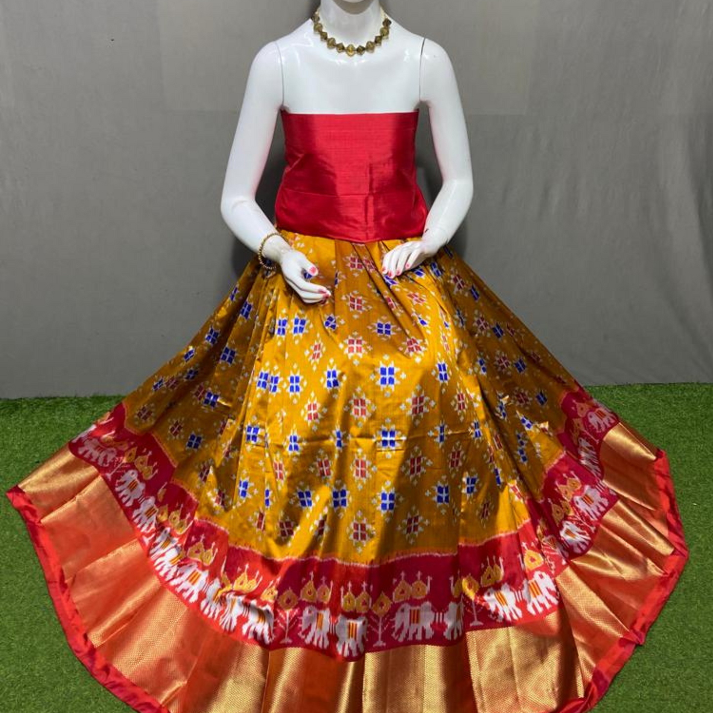Artistry in Ikkat - Unstitched Silk Lehenga Choli - SIL004