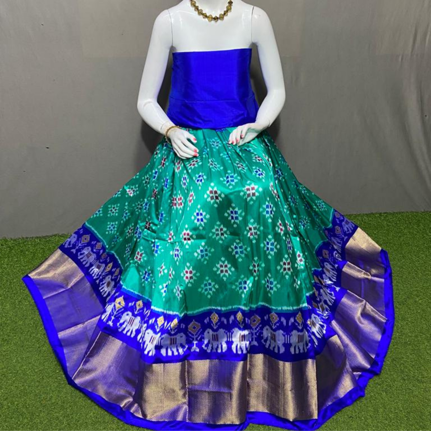 Artistry in Ikkat - Unstitched Silk Lehenga Choli - SIL004