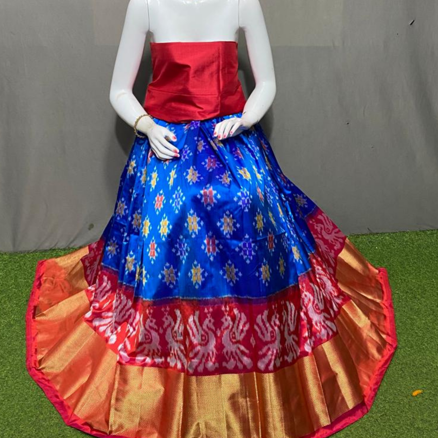 Artistry in Ikkat - Unstitched Silk Lehenga Choli - SIL004
