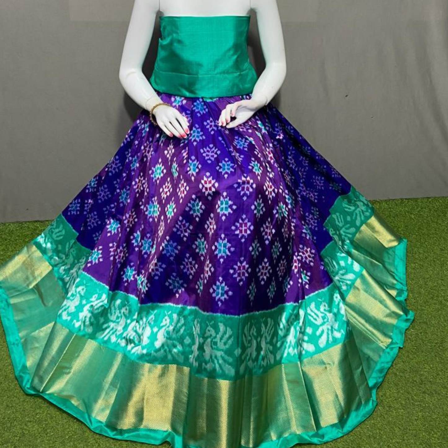 Artistry in Ikkat - Unstitched Silk Lehenga Choli - SIL004