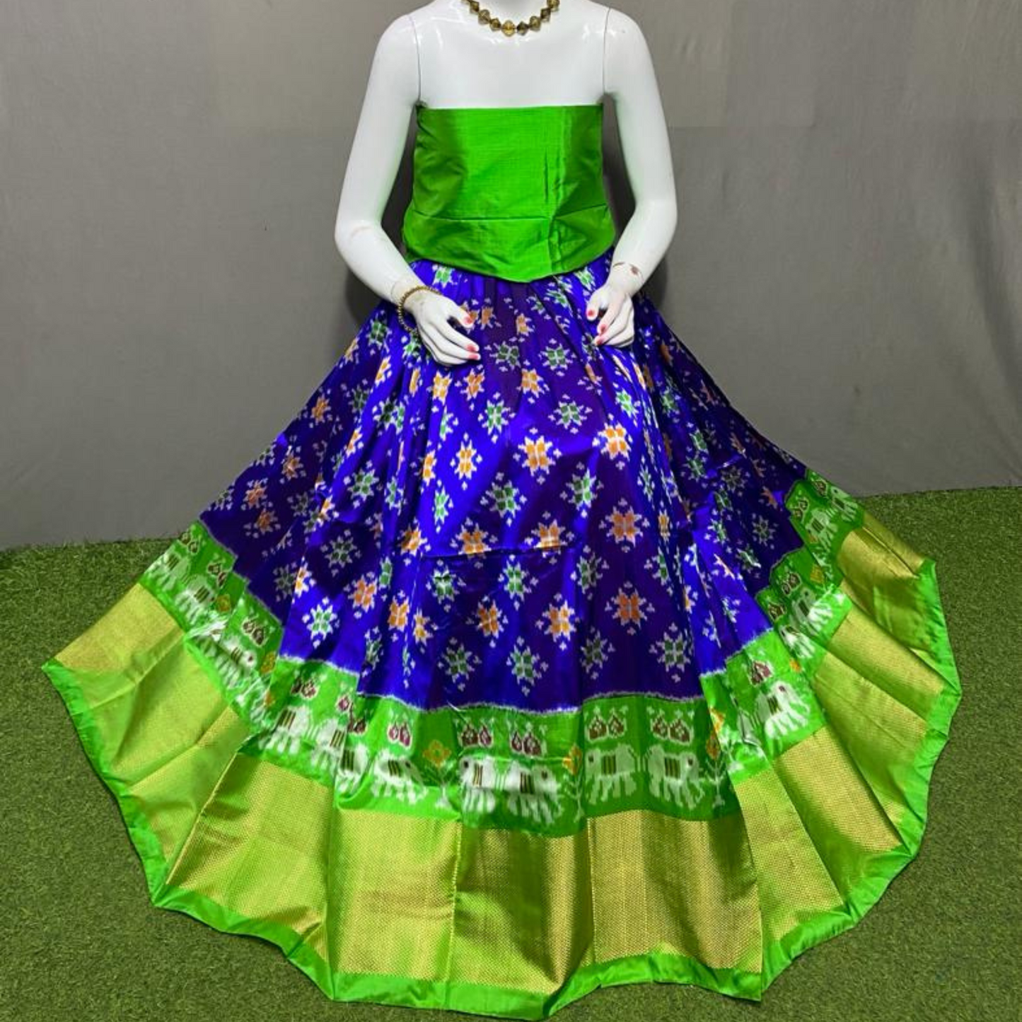 Artistry in Ikkat - Unstitched Silk Lehenga Choli - SIL004