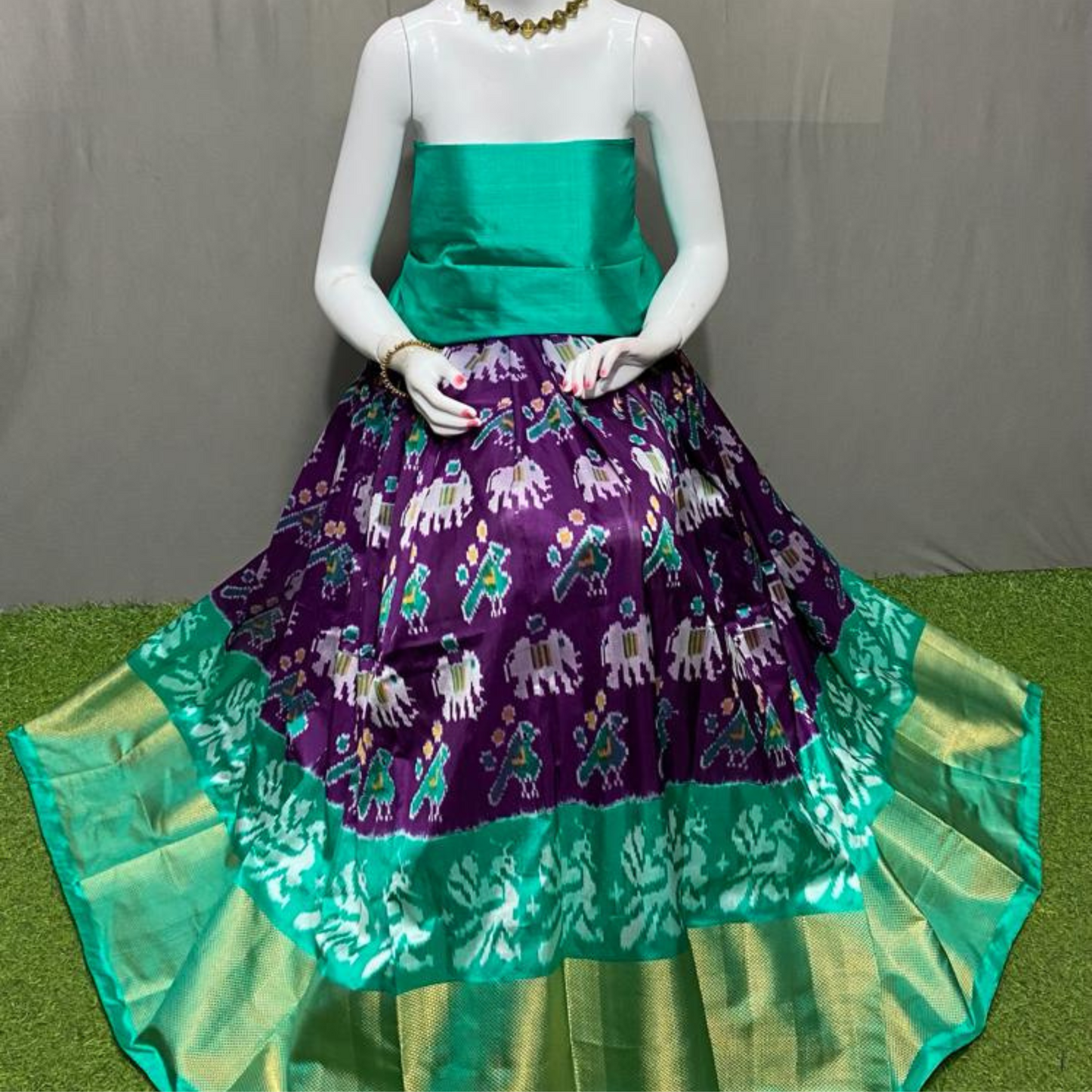 Ethnic Elegance - Unstitched Ikkat Silk Lehenga Choli - SIL005
