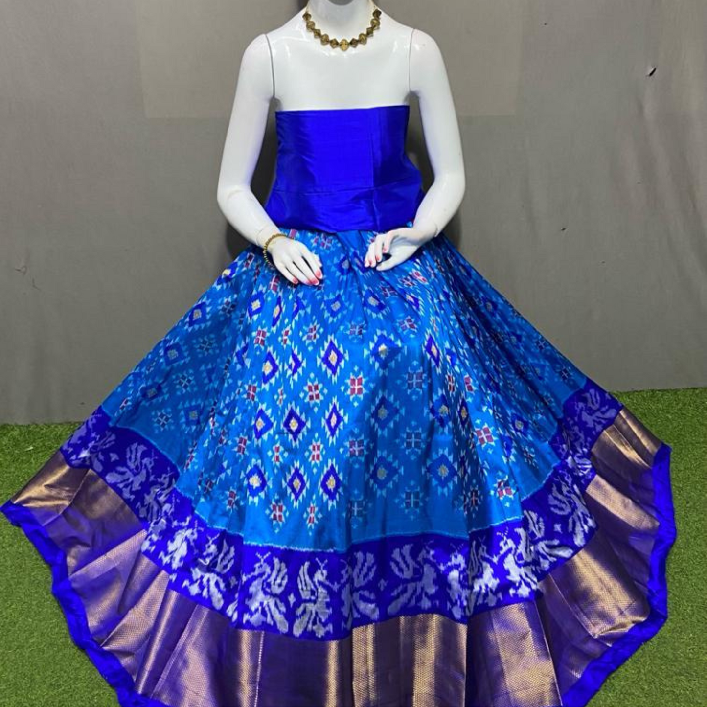 Artistry in Ikkat - Unstitched Silk Lehenga Choli - SIL004