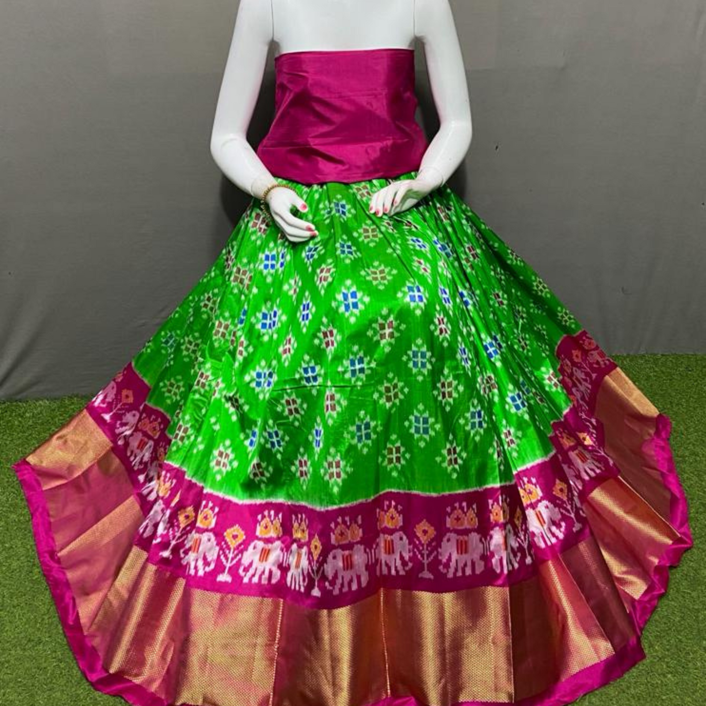 Artistry in Ikkat - Unstitched Silk Lehenga Choli - SIL004