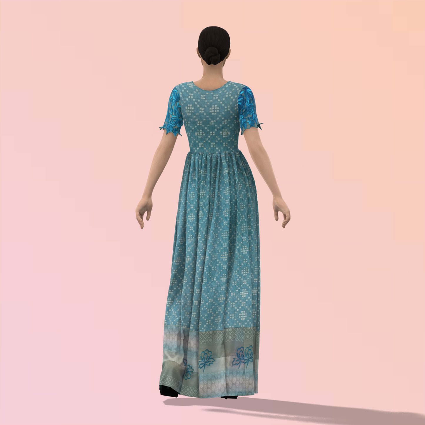 Pleated Poetry Customised Long Dress - CDSS050 (Stitching Service)