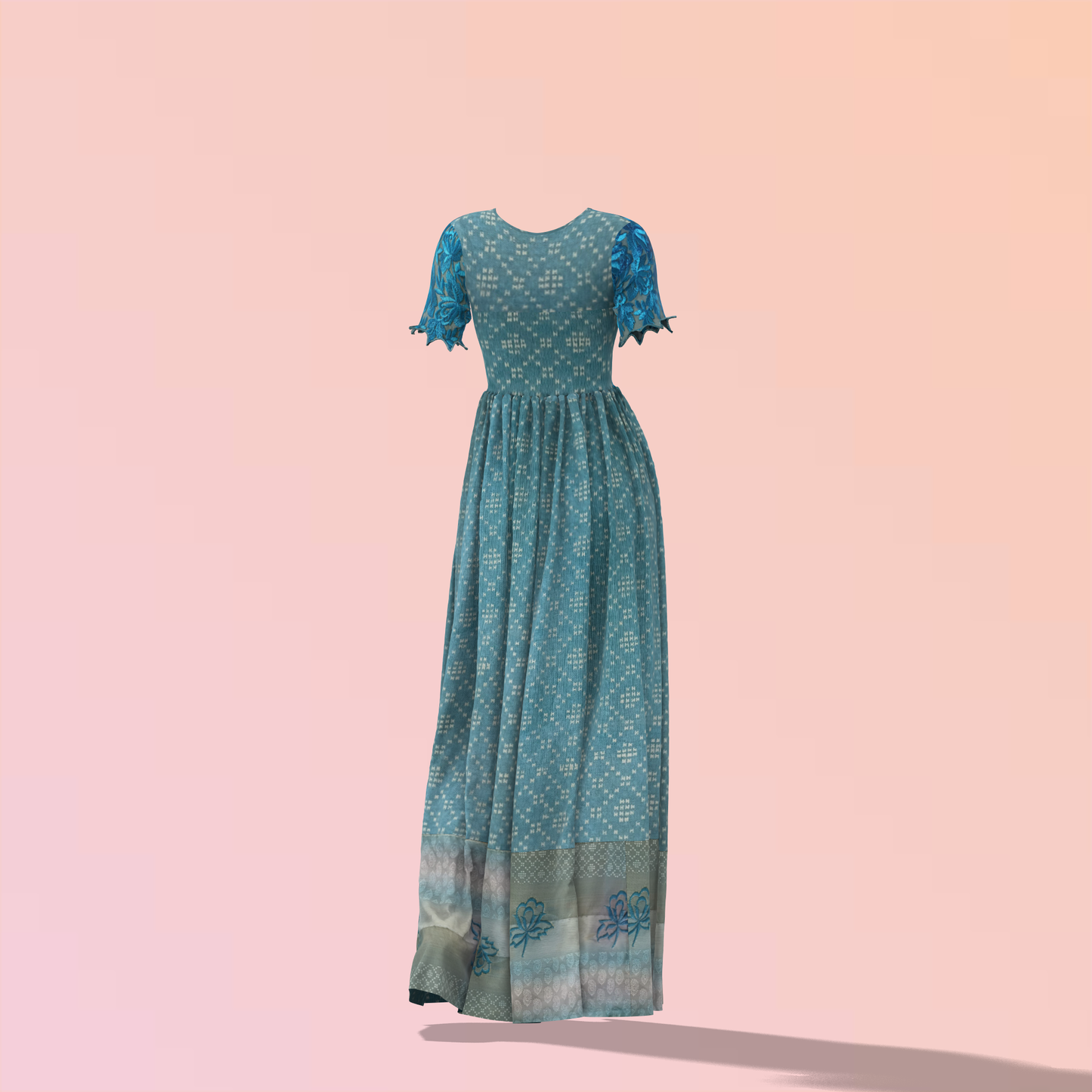 Pleated Poetry Customised Long Dress - CDSS050 (Stitching Service)