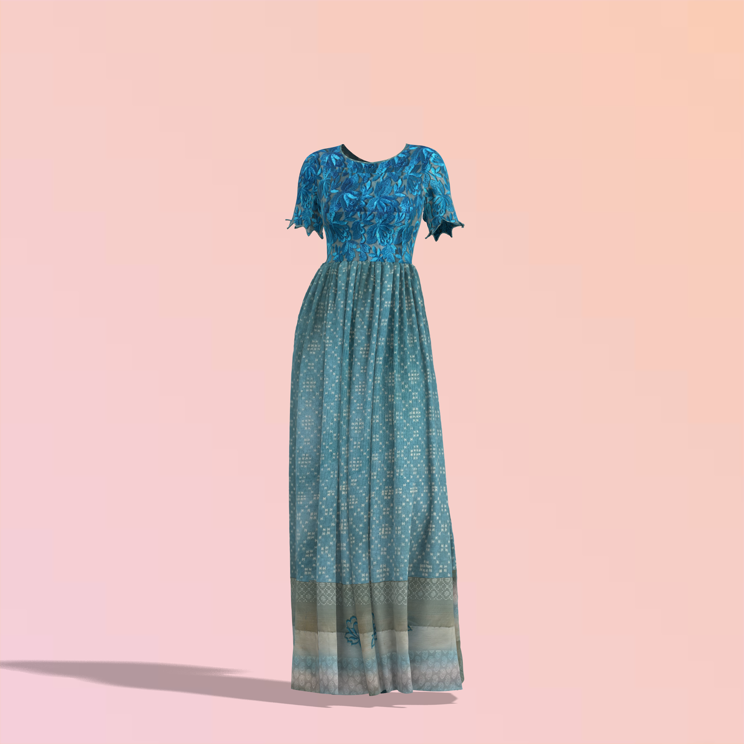 Pleated Poetry Customised Long Dress - CDSS050 (Stitching Service)