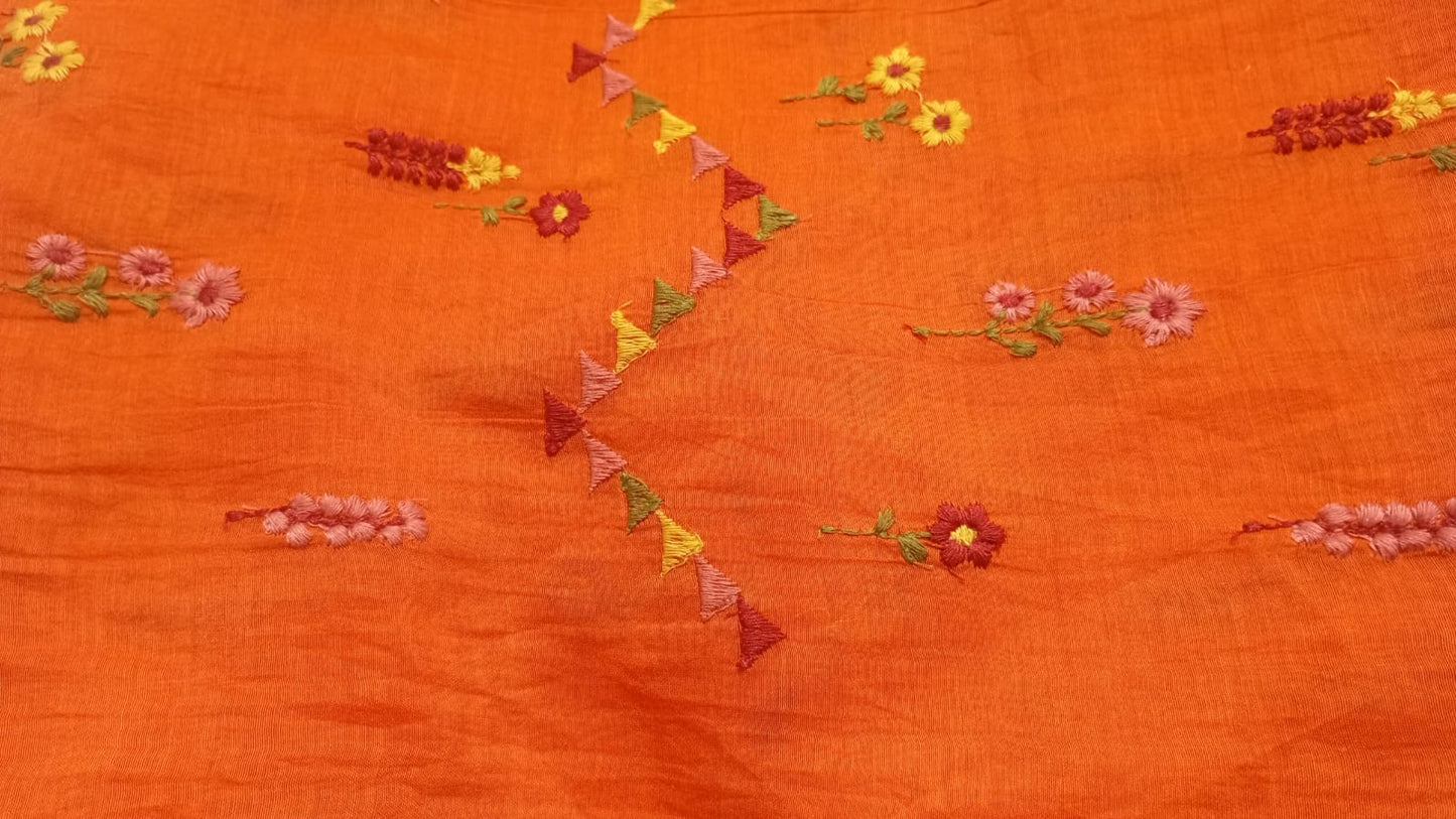 Bright Orange Chanderi Cotton