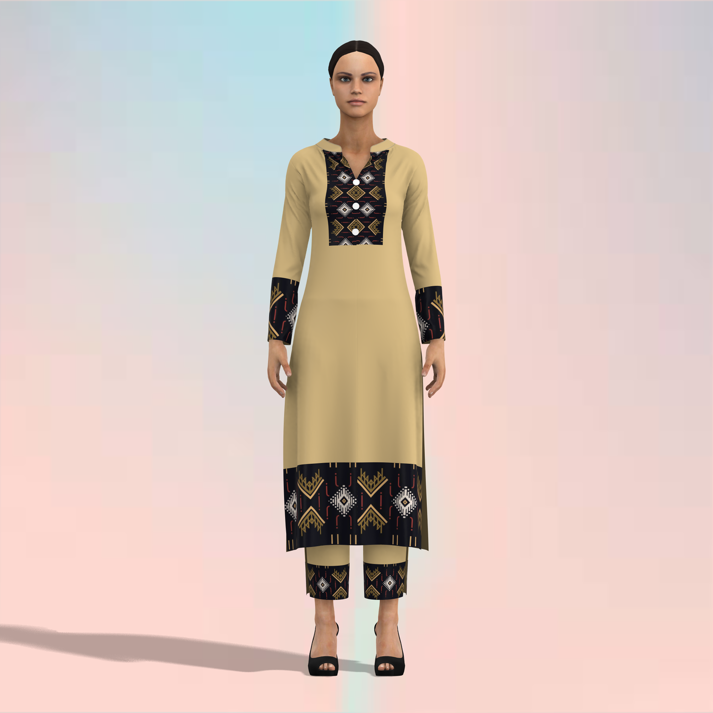 Radiant Ruching Customized Salwar Kameez - CST027 (Stitching Service)