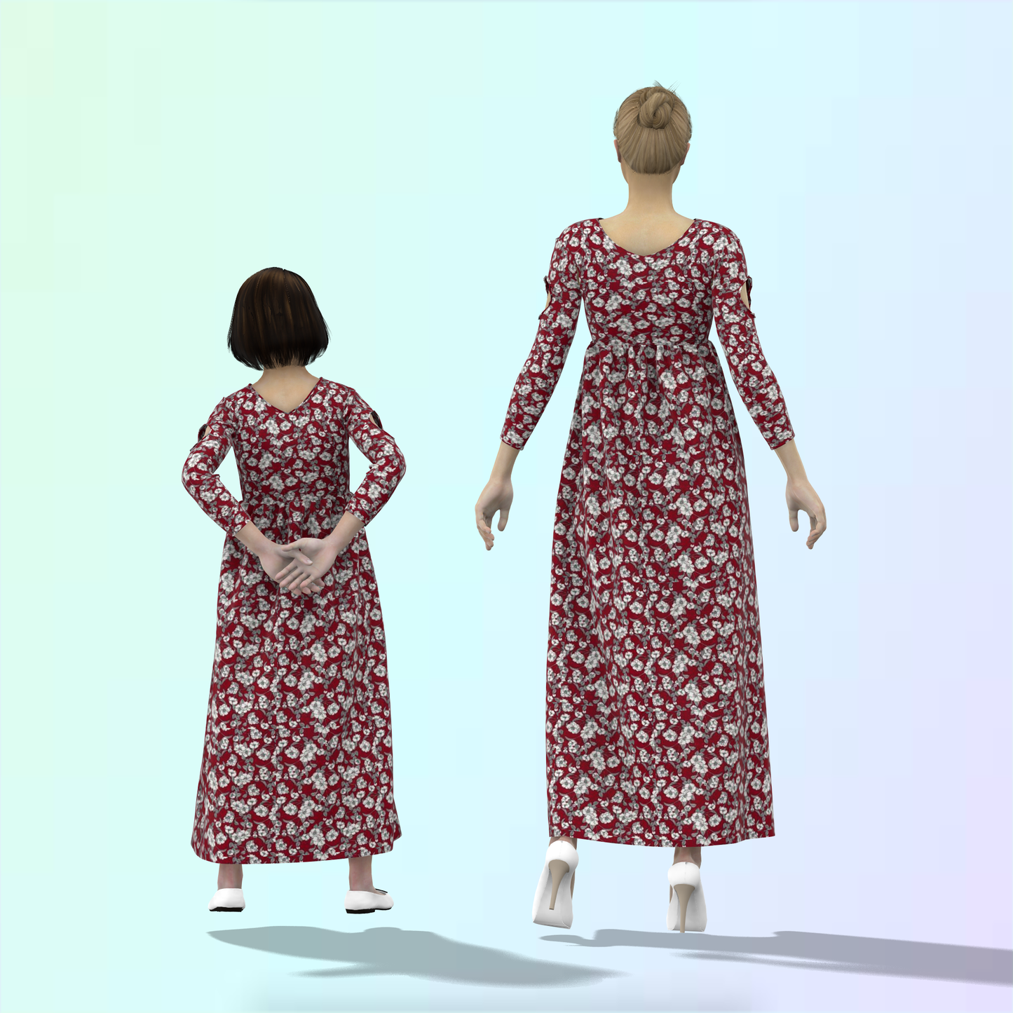 Mommy's Mini Slit Gathered Mom-Daughter Combo Dress - MDC004 (Stitching Service)
