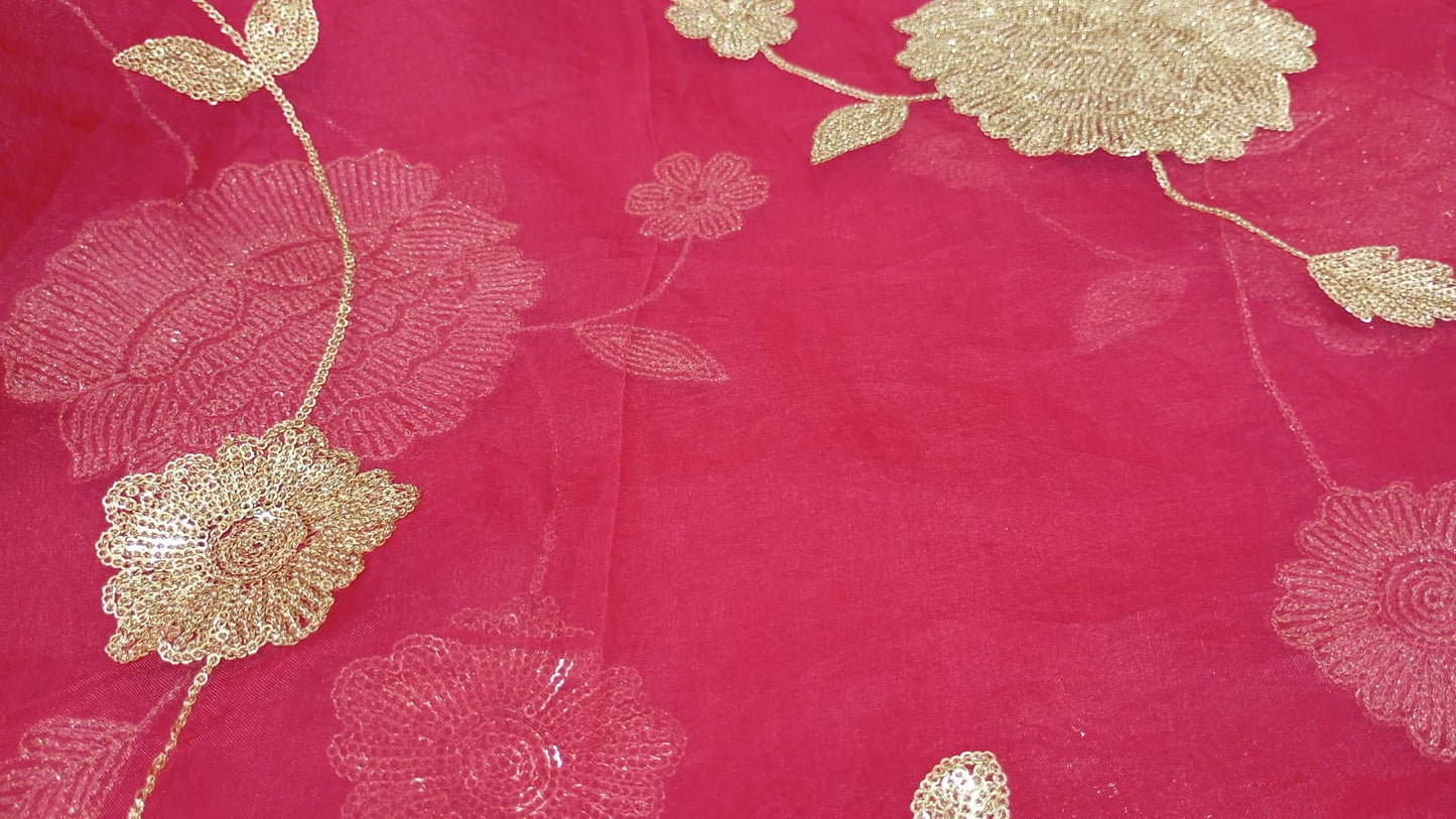 Dark Pink Organza sequins