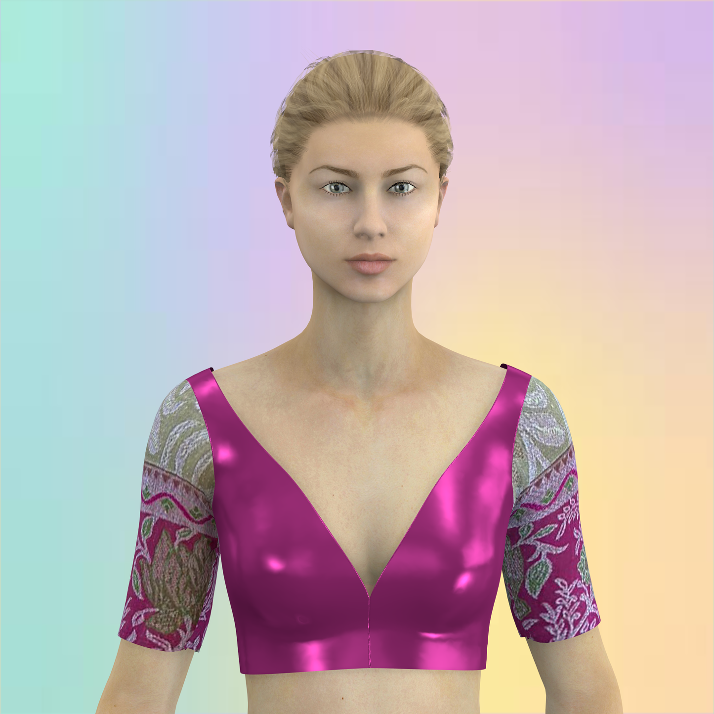 Dynamic Deep V Neck Customized Blouse - CBLS025 (Stitching Service)