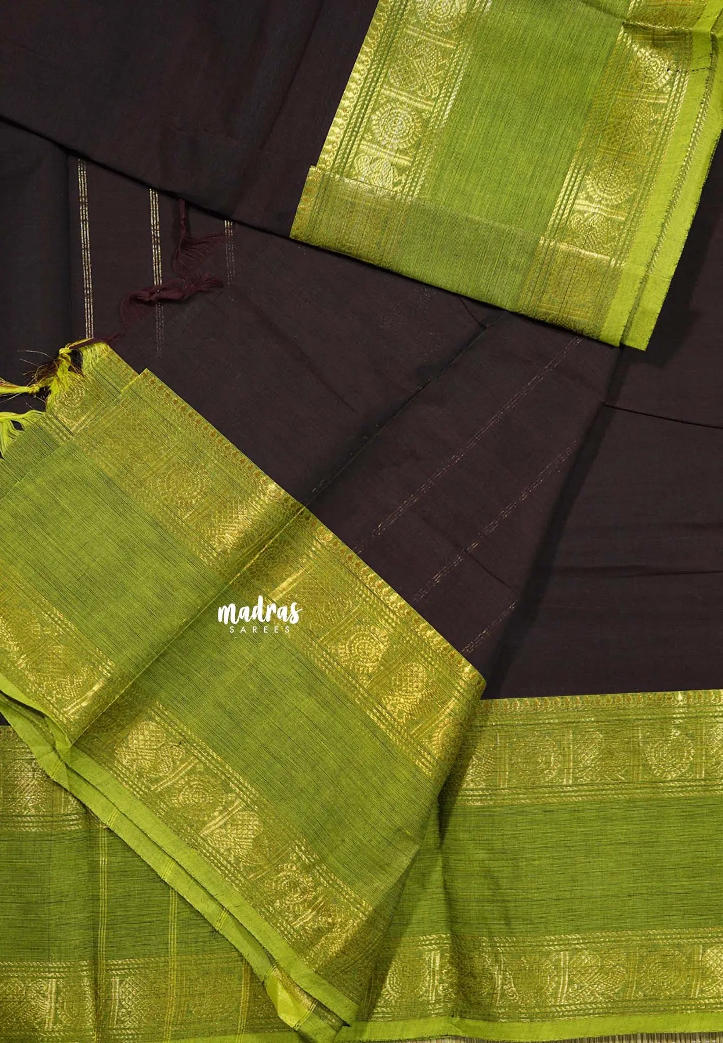Coffee Brown - Karthigai silk cotton plain saree with Rettapetta Border