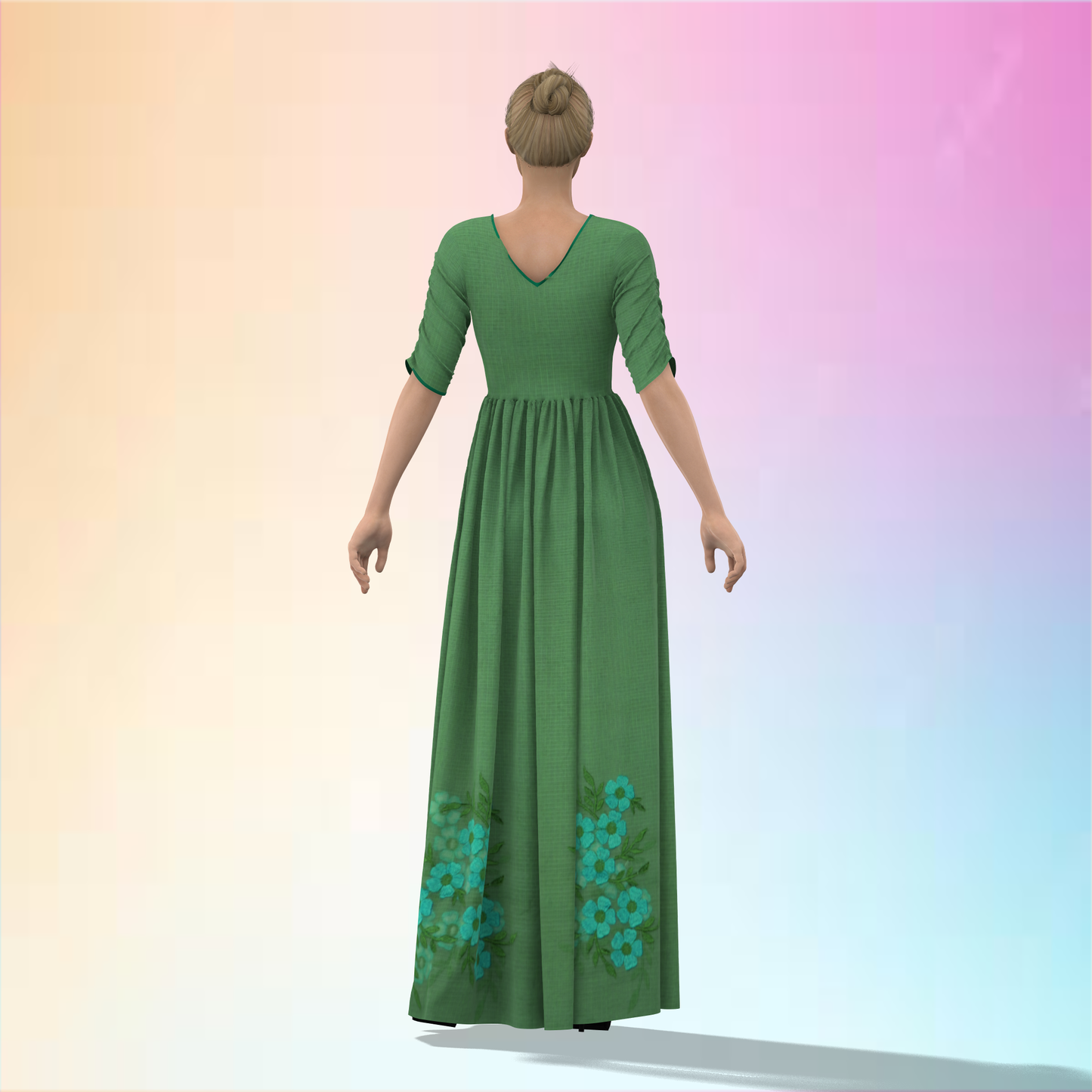 Sleeve Drama Pleated Customised Women Dress - CDSS062 (Stitching Service)